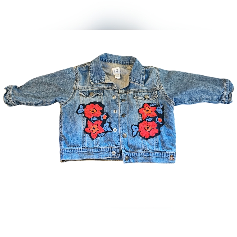 Upcycled Floral Embroidered Denim Jacket 18 - 24 months